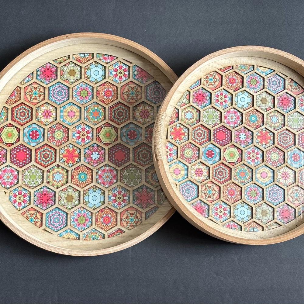 Colorful Geometric Bohemian Patterned Serving Trays